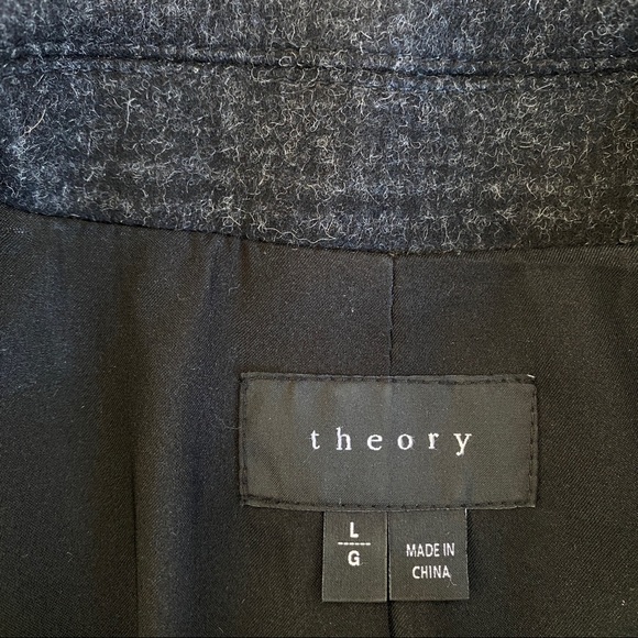 Theory Gray Elizabeth Glen Plaid Wool Blend Coat - Picture 6 of 11